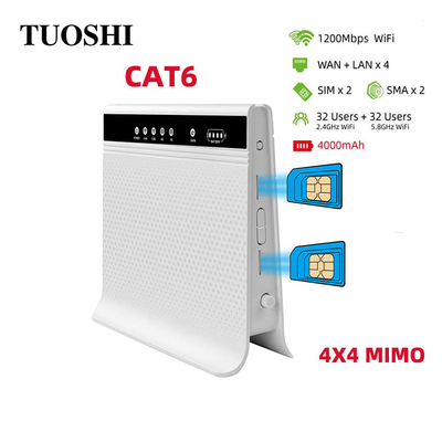 Unlocked SIM Cat6 Wireless Wifi Router 4g Dual Band SMA Antenna Voice RJ11 RJ45
