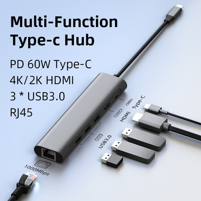 Docking Station USB C Adapter 6 In 1 with HDMI 4K Triple Display Port 3 60W PD