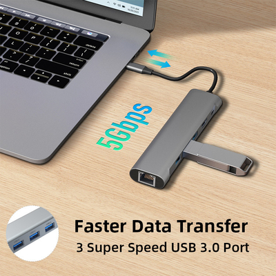 Docking Station USB C Adapter 6 In 1 with HDMI 4K Triple Display Port 3 60W PD